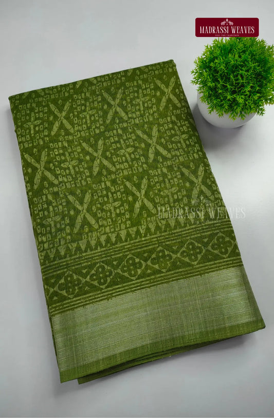 Office Wear Cotton Blend Saree - Green
