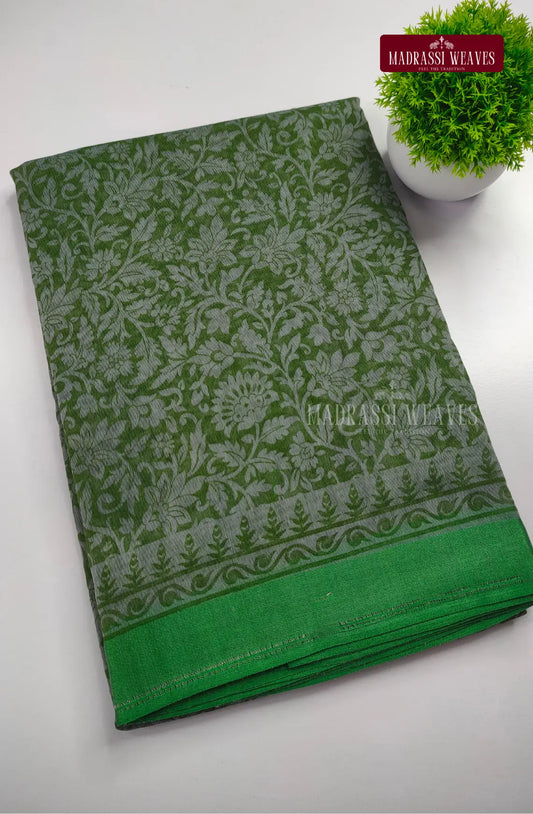 Office Wear Cotton Blend Saree - Green