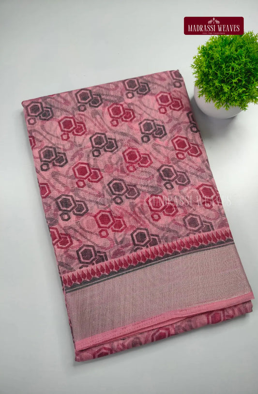 Office Wear Cotton Blend Saree - Pink