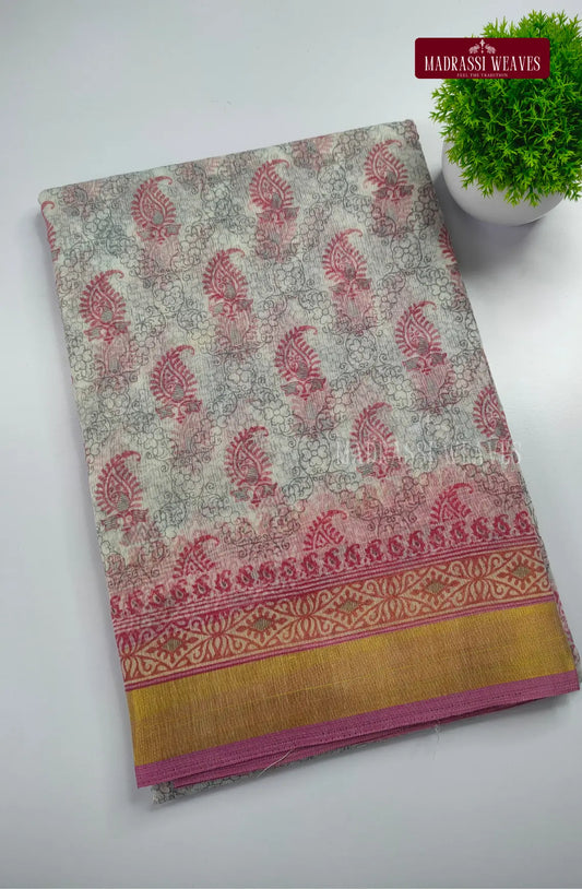 Office Wear Cotton Blend Saree - Pink