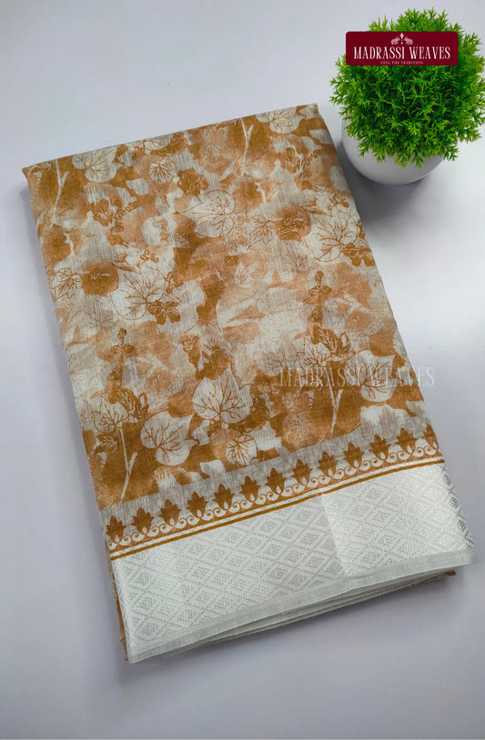 Office Wear Cotton Blend Saree - Rust