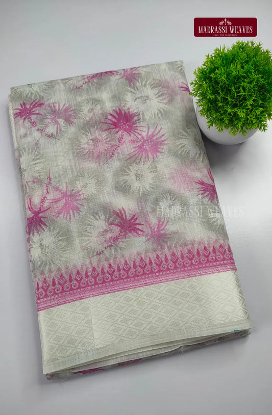 Office Wear Cotton Blend Saree - White