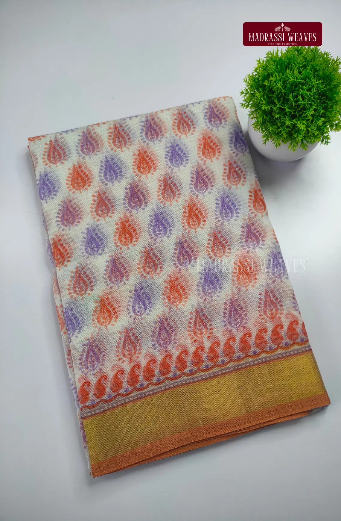 Office Wear Cotton Blend Saree - Whitish Lavender