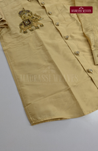 Luxury Aari Work Wedding Silk Dhoti Set (HandCrafted) -(DESPATCH TIME 15 DAYS)- BEIGE