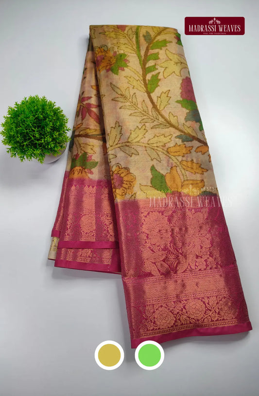 Elite Functional Wear Floral Zari With Contrast Bordered Pattern Sarees