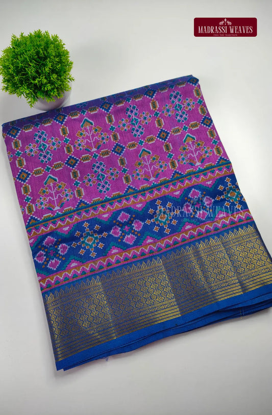 Premium Ikkat Fusion Soft Silk Saree - Meganta