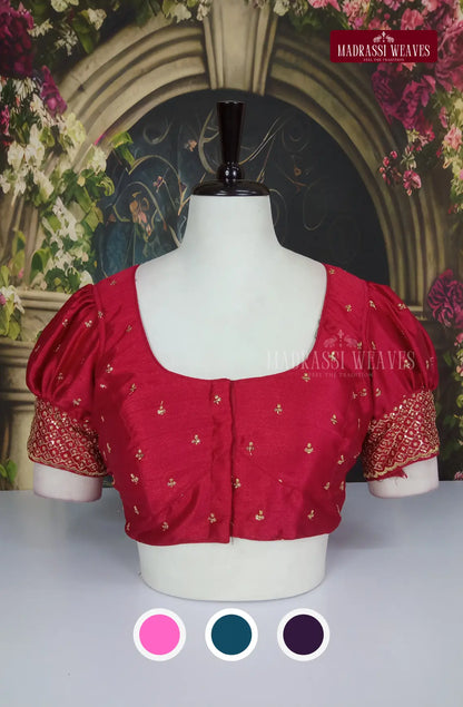 ReadyMade Adjustable Puff Sleeve Embroidered Blouse
