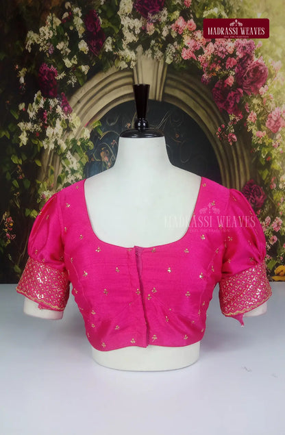 ReadyMade Adjustable Puff Sleeve Embroidered Blouse