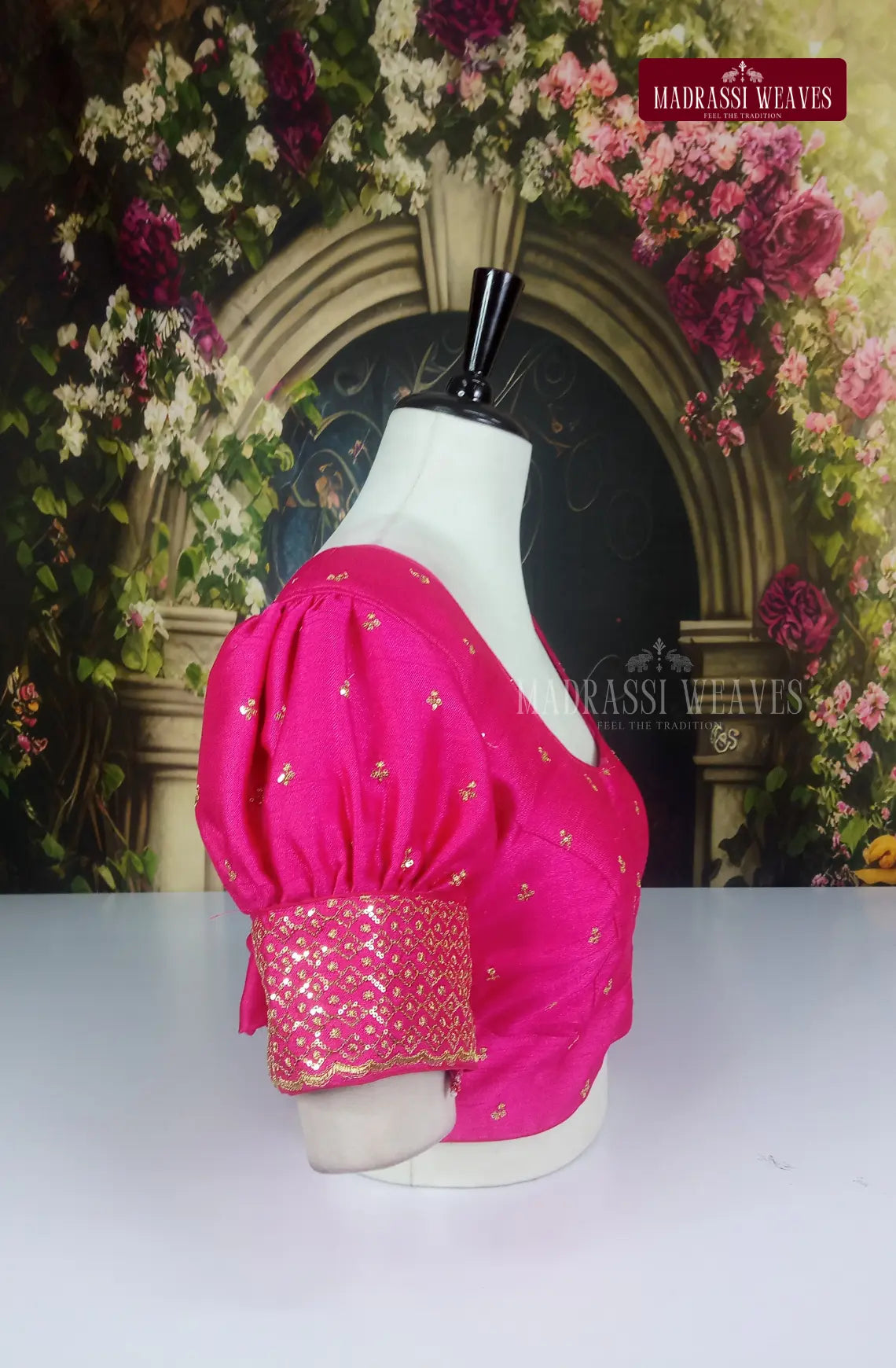 ReadyMade Adjustable Puff Sleeve Embroidered Blouse
