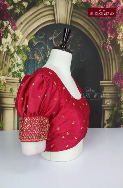 ReadyMade Adjustable Puff Sleeve Embroidered Blouse