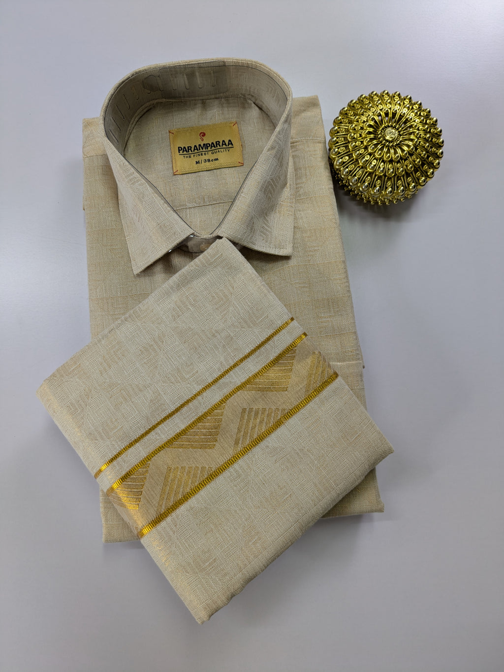 Wedding Zari Brocade  Shirt and Dhoti Set - 6