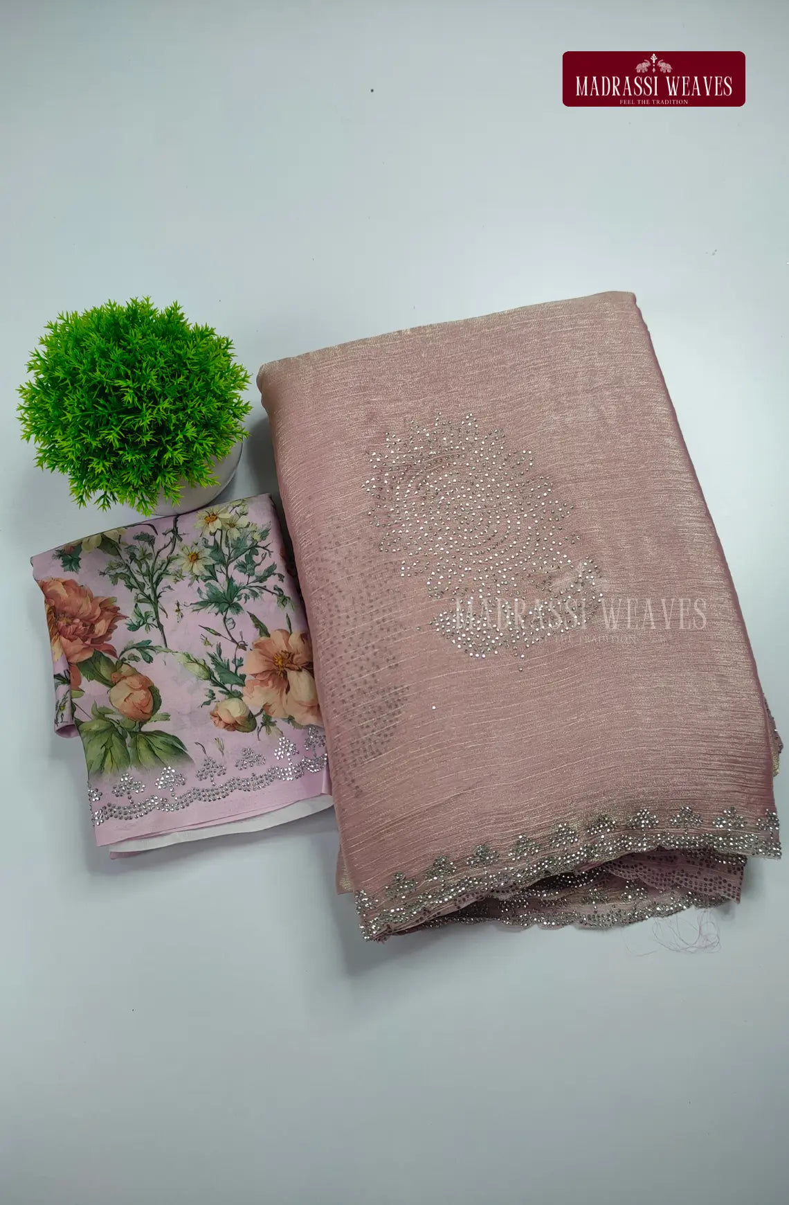 WeightLess Silky Soft Crush Tissue With Blouse Combo Saree