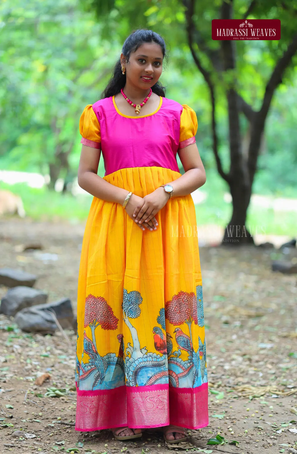 Party Wear puff sleeve Frock - Haldi Dreams (For Girls & Women)