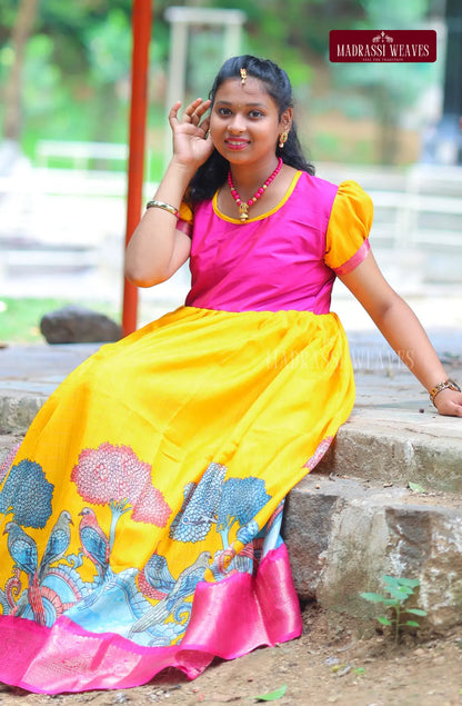 Party Wear Girl's Fusion Dress - Haldi Dreams