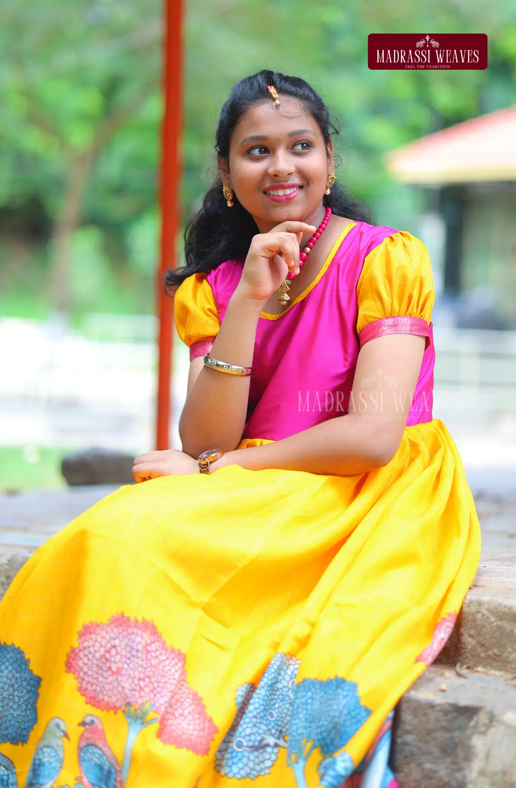 Party Wear puff sleeve Frock - Haldi Dreams (For Girls & Women)