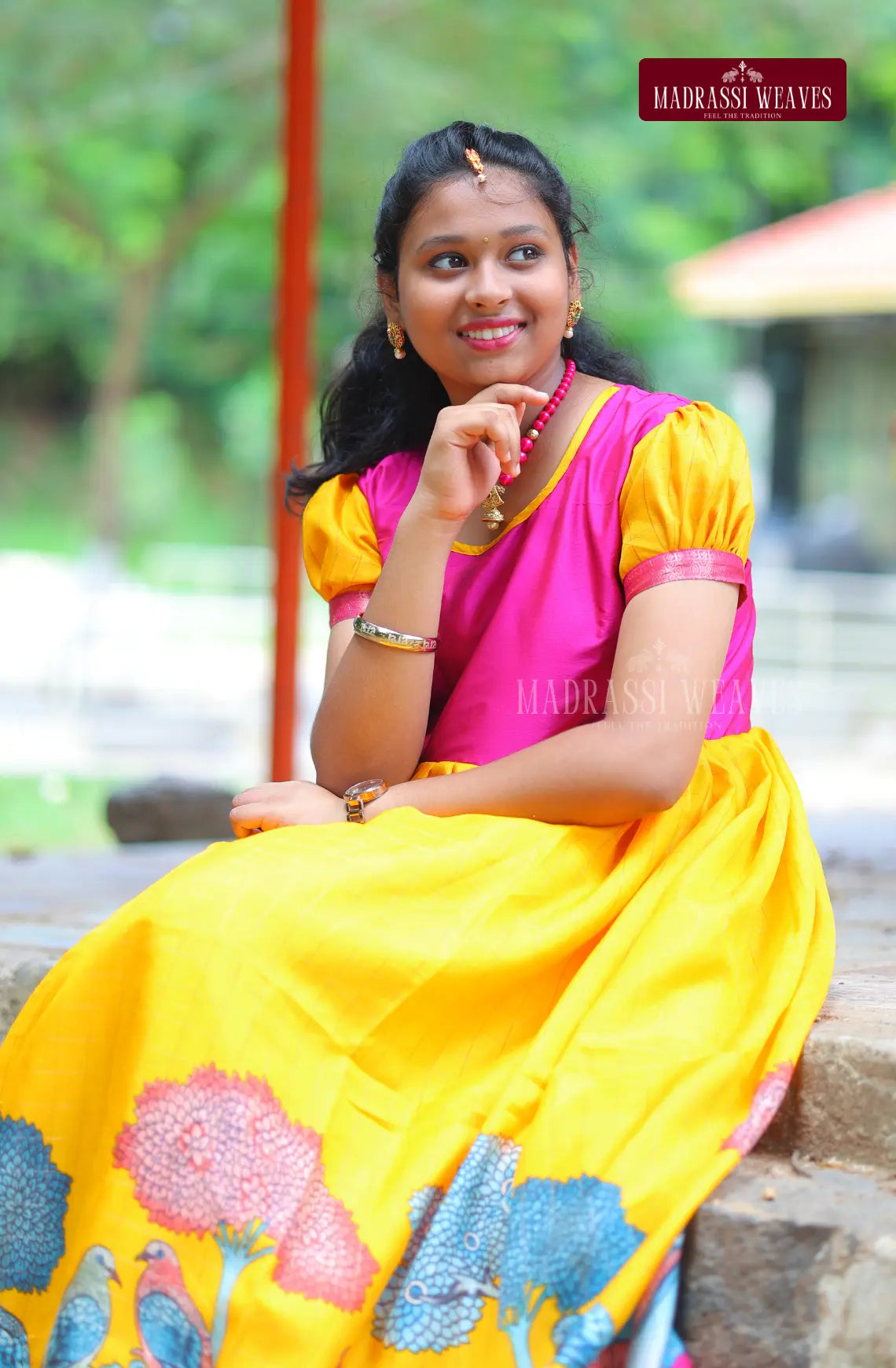 Party Wear puff sleeve Frock - Haldi Dreams (For Girls & Women)