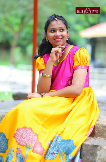 Party Wear Girl's Fusion Dress - Haldi Dreams