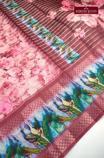 Party Wear Soft Digital Print  Floral Saree