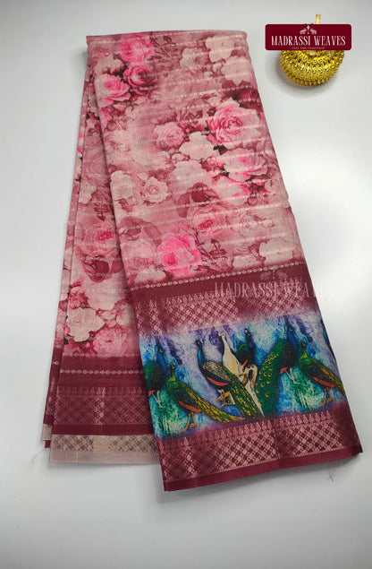 Party Wear Soft Digital Print  Floral Saree