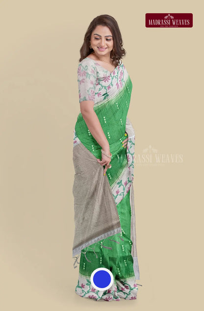 Pencil Art Semi Chanderi Saree