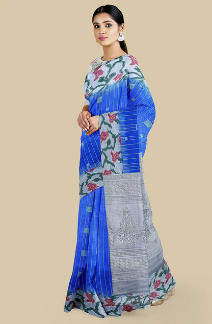 Pencil Art Semi Chanderi Saree