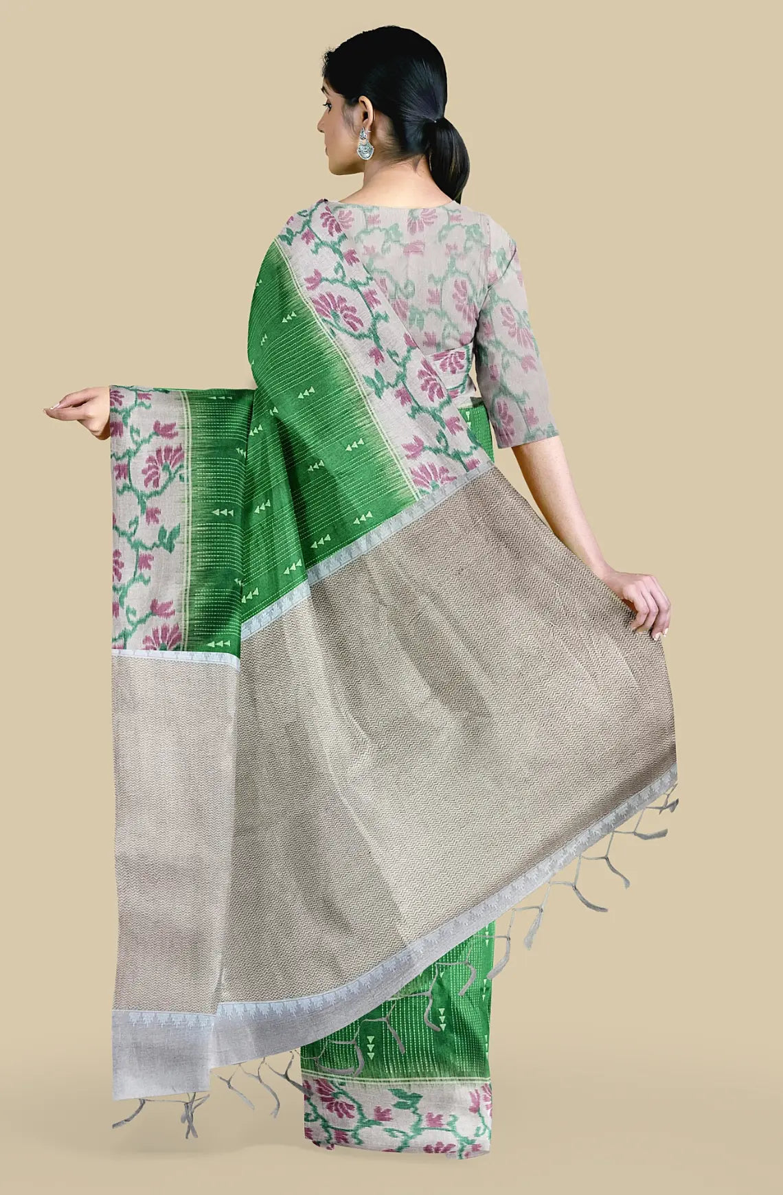 Pencil Art Semi Chanderi Saree
