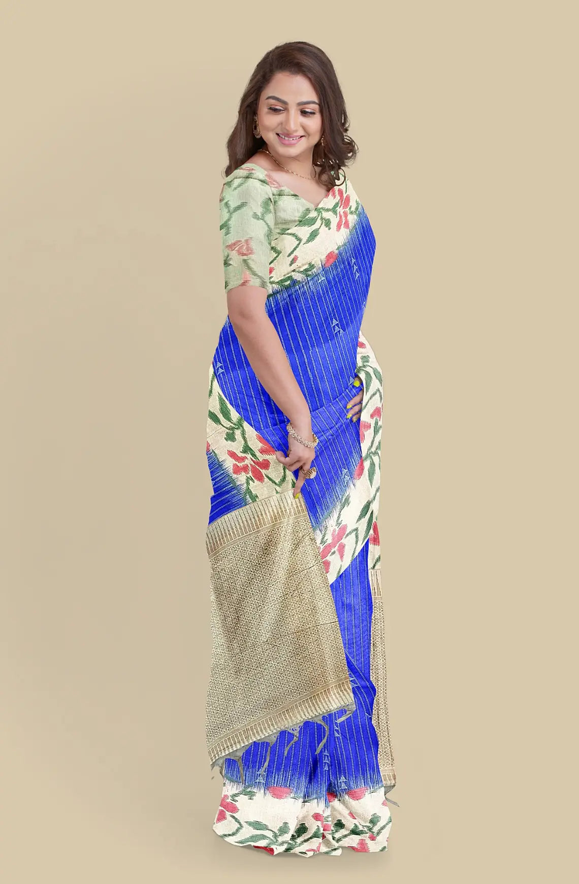 Pencil Art Semi Chanderi Saree