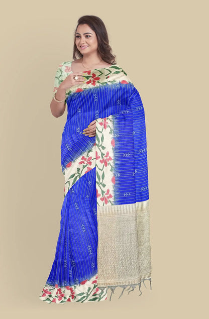 Pencil Art Semi Chanderi Saree