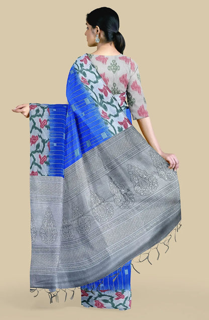 Pencil Art Semi Chanderi Saree