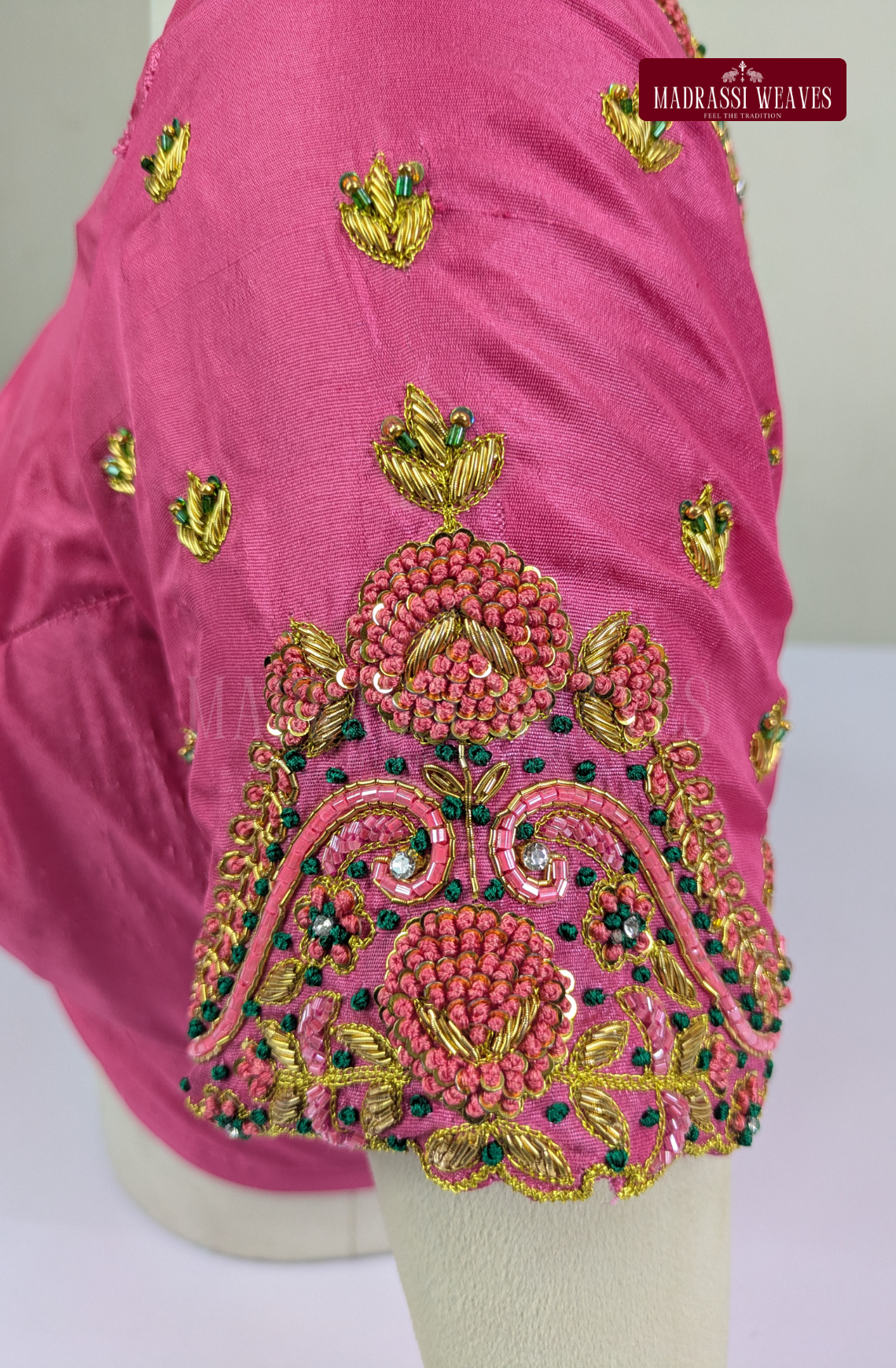Zardosi & Thread Aari Work Blouse(HANDCRAFTED)-(DESPATCH TIME 15 DAYS)-Pink