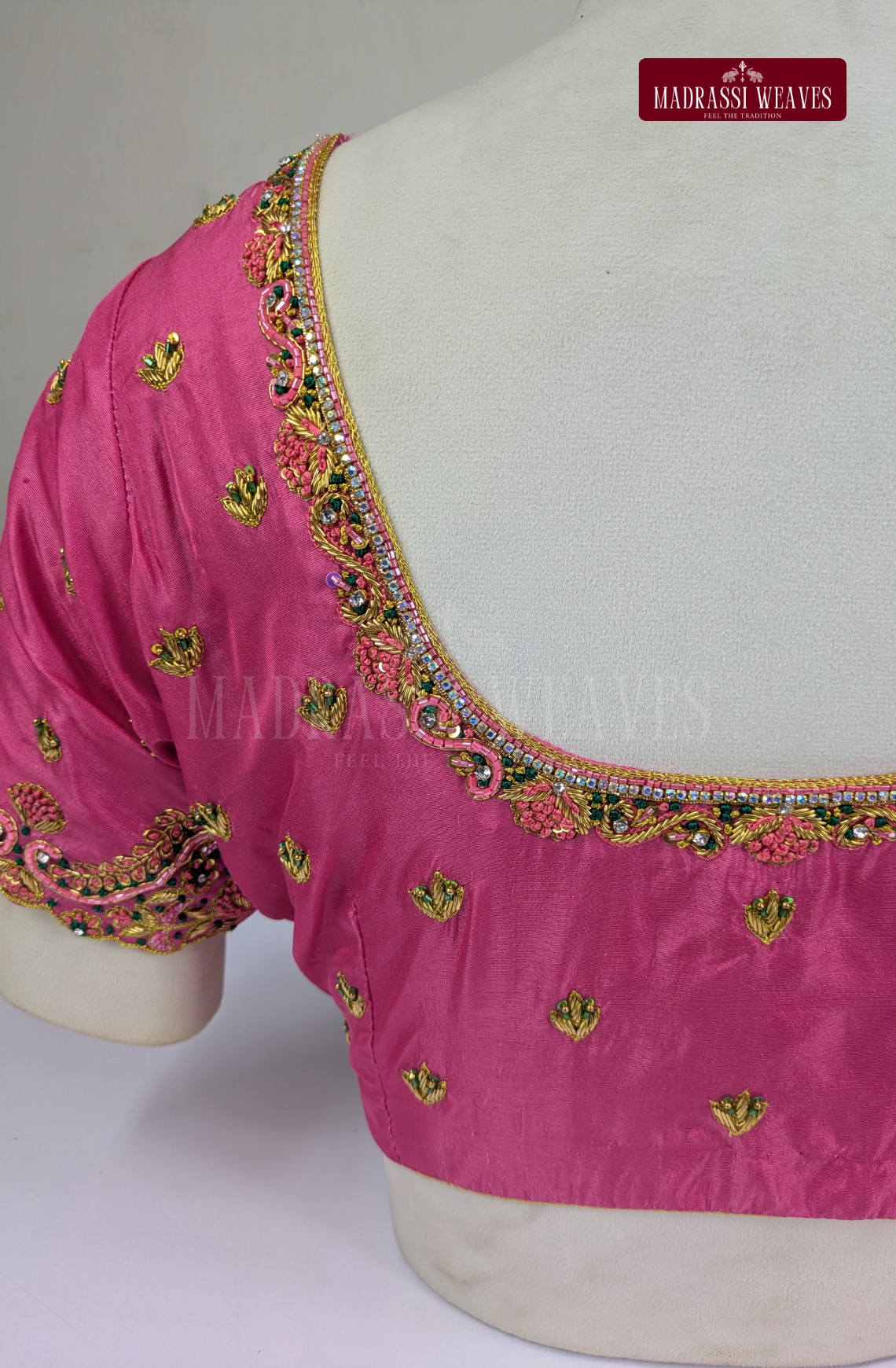 Zardosi & Thread Aari Work Blouse(HANDCRAFTED)-(DESPATCH TIME 15 DAYS)-Pink