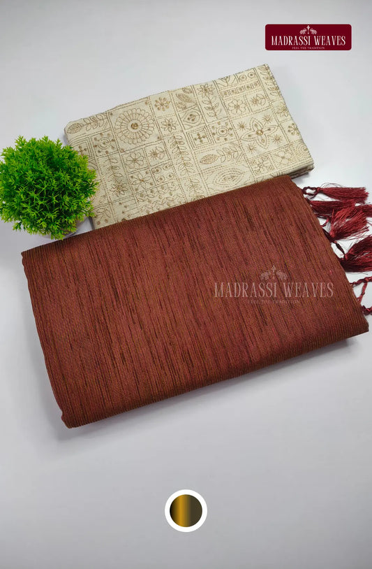 Premium Soft Crush Plain saree With Embroiderey Blouse Combo