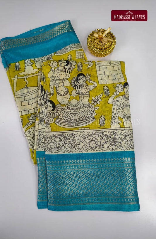 Premium Kalamkari Saree - Mustard