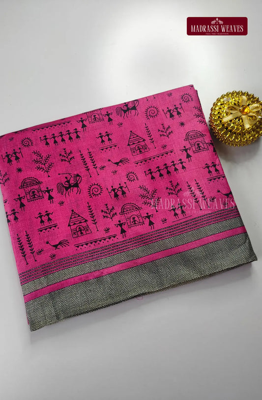 Premium Khadi Silk Saree - Rose