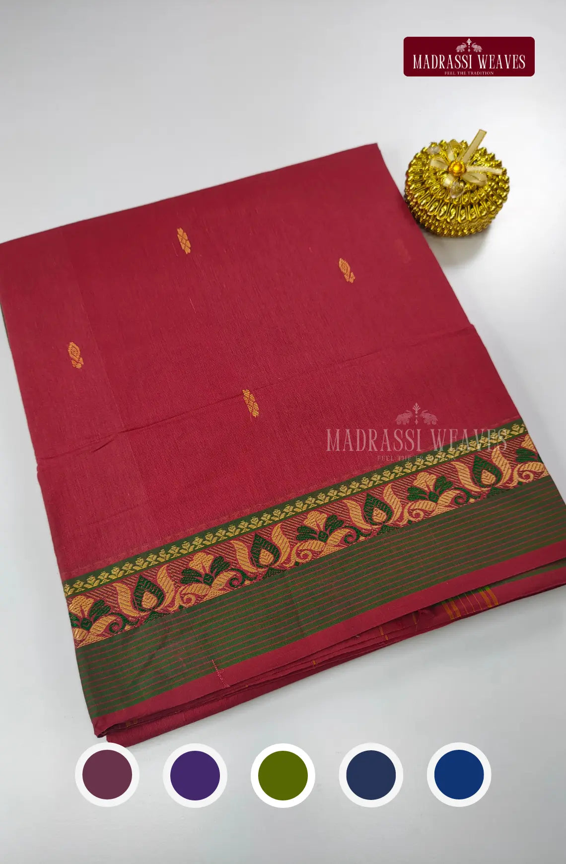 Premium Pure Cotton Saree with Meena Border