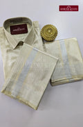 Premium Art Silk Tissue Dhoti Set - Ivory