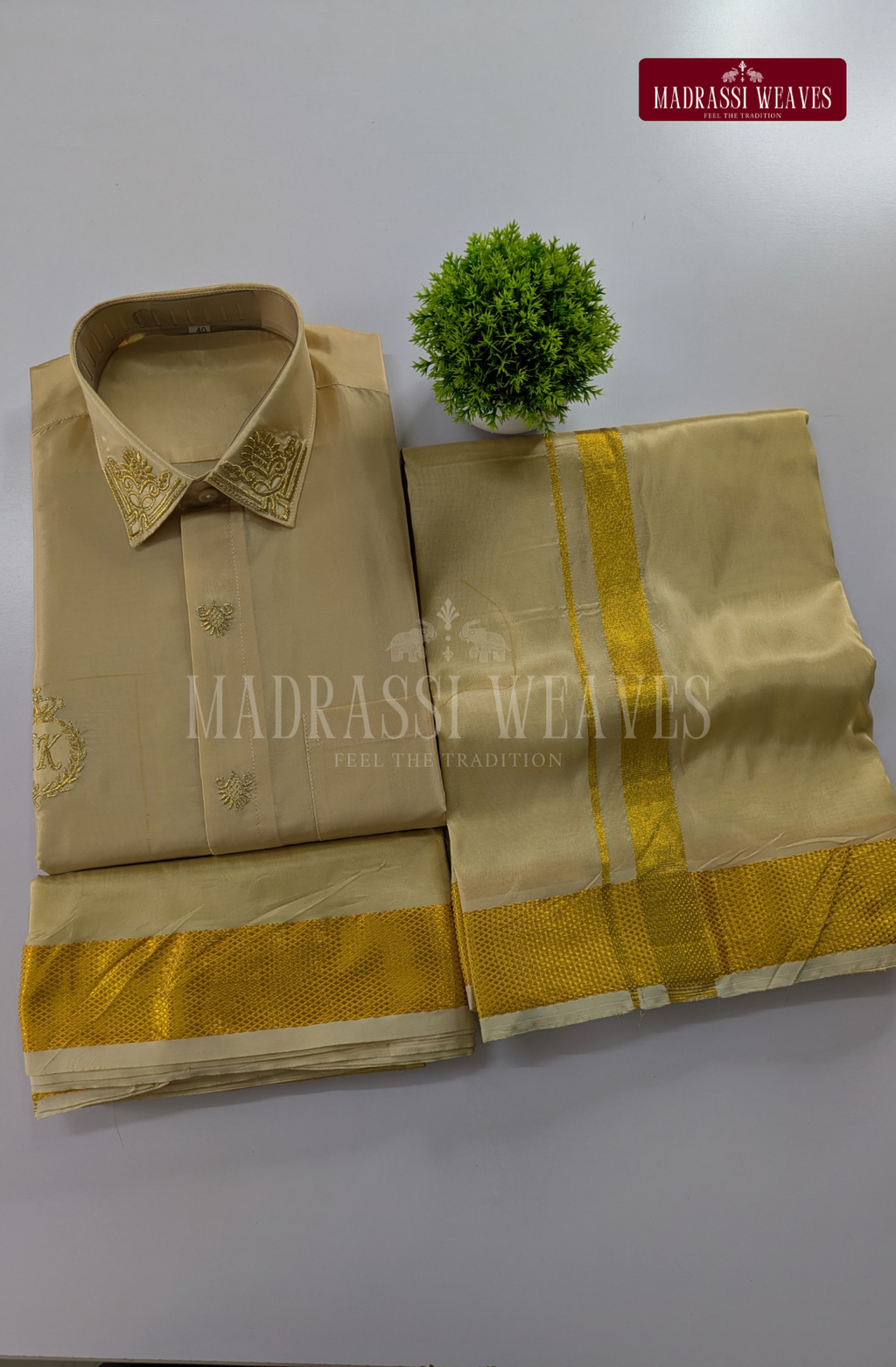 Premium Artsilk Customised Embroidery Dhoti Set