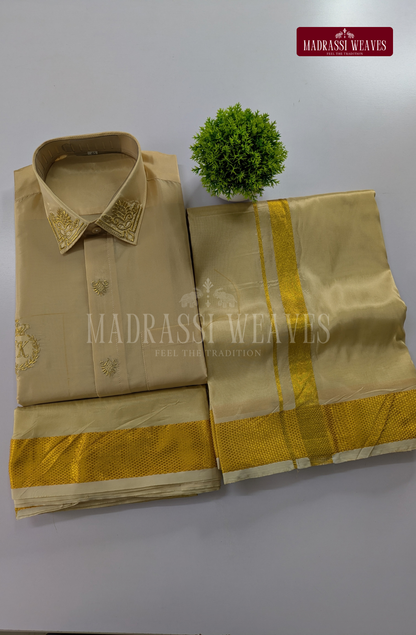 Premium Artsilk Customised Embroidery Dhoti Set