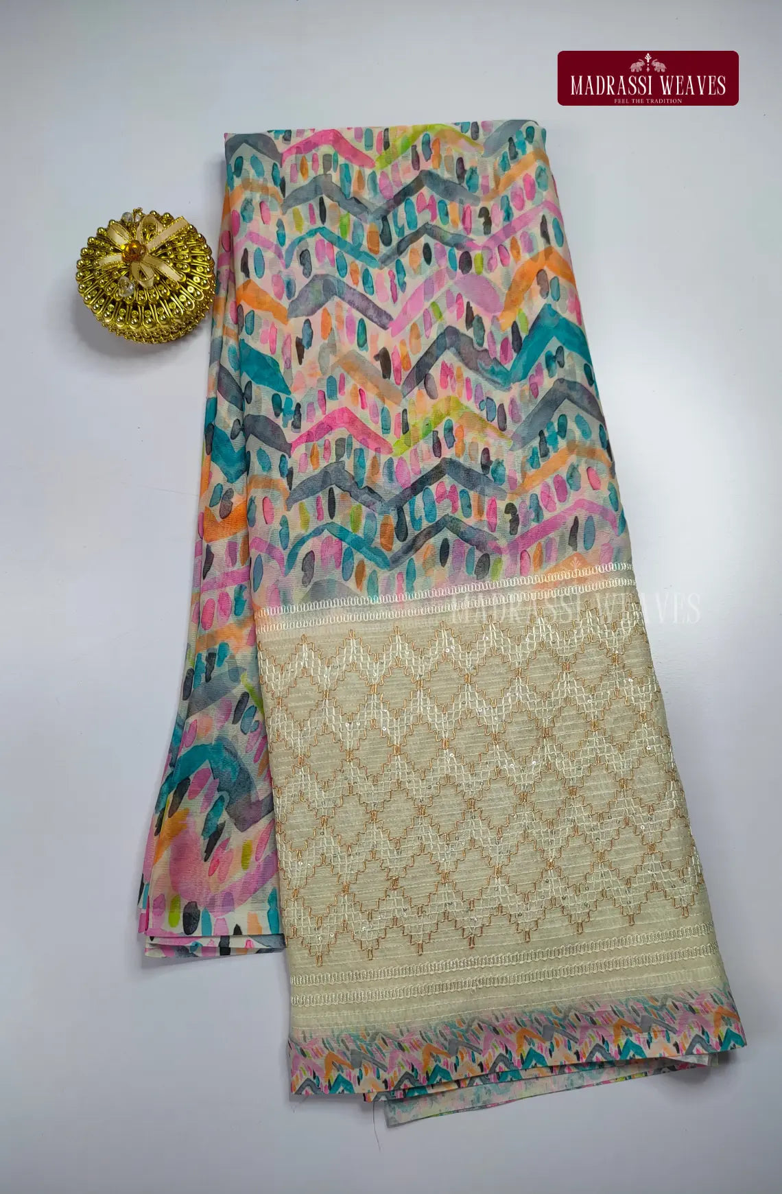 Premium Chiffon With Embroidered Border Saree