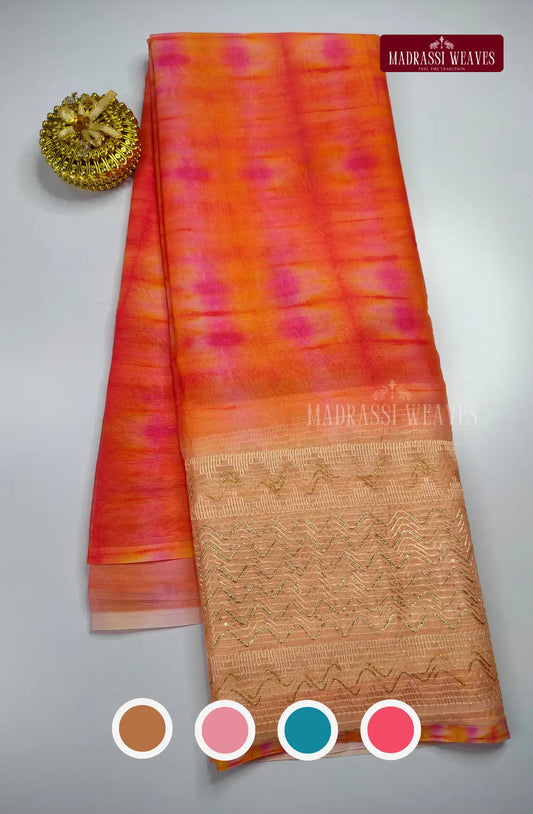 Premium Chiffon With Embroidered Border Saree