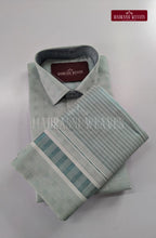 Premium Embossed Cotton Tissue Dhoti Set – Blue Tint