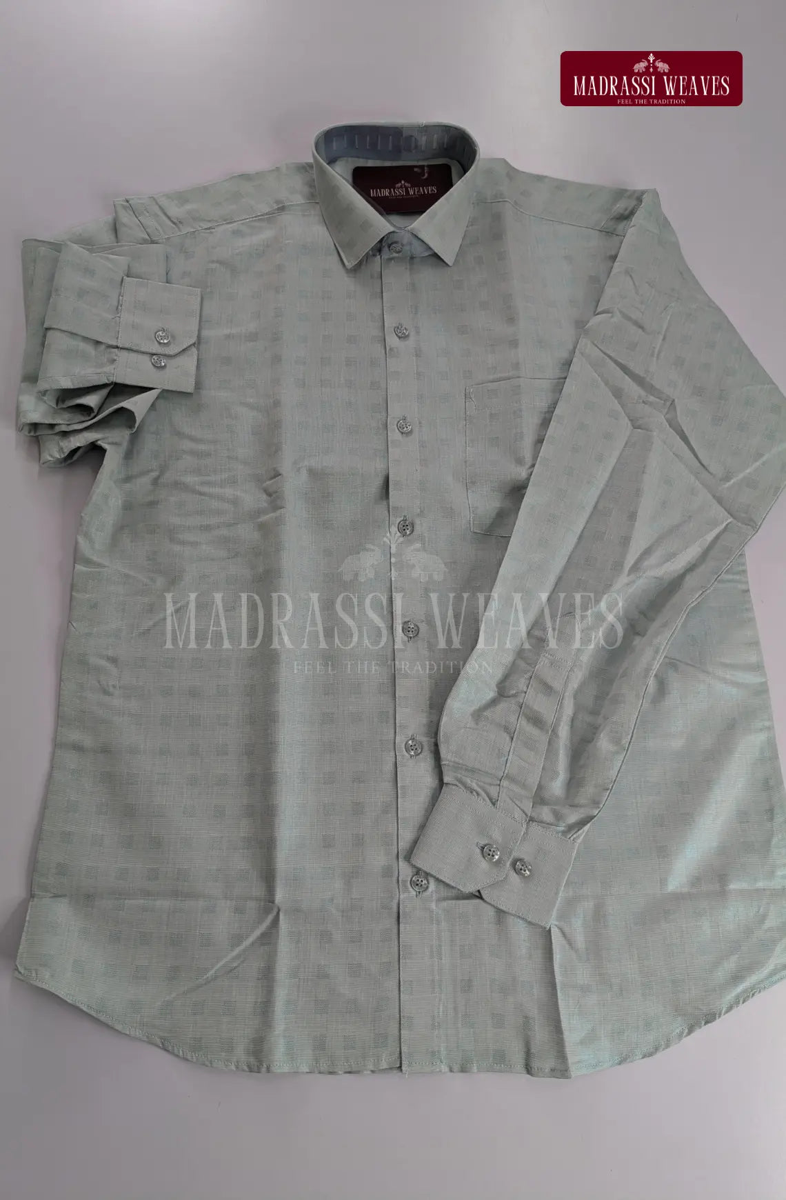 Premium Embossed Cotton Tissue Dhoti Set – Blue Tint