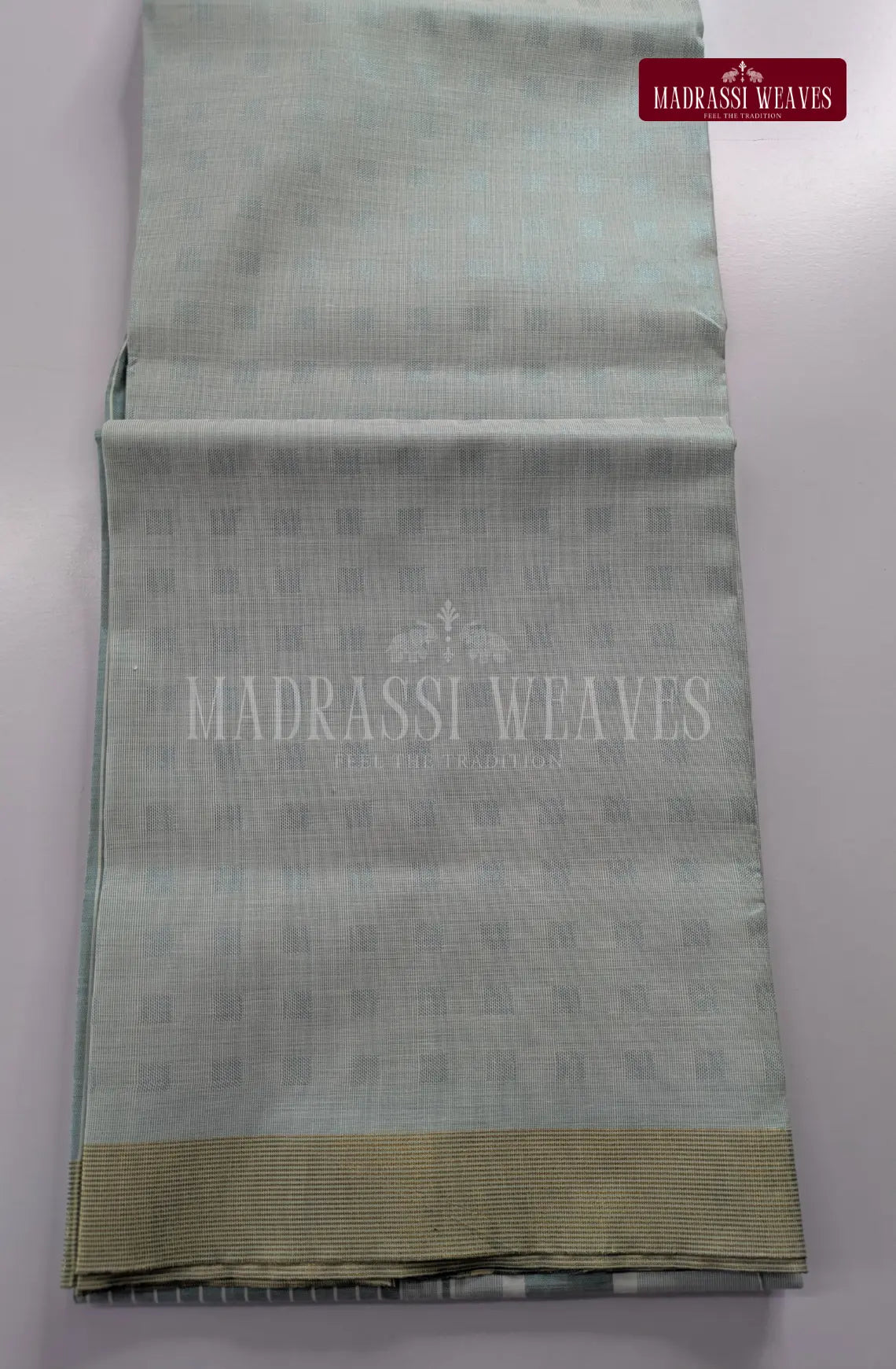 Premium Embossed Cotton Tissue Dhoti Set – Blue Tint