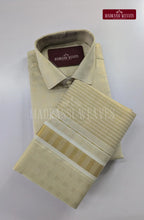 Premium Embossed Cotton Tissue Dhoti Set – Gold Tint