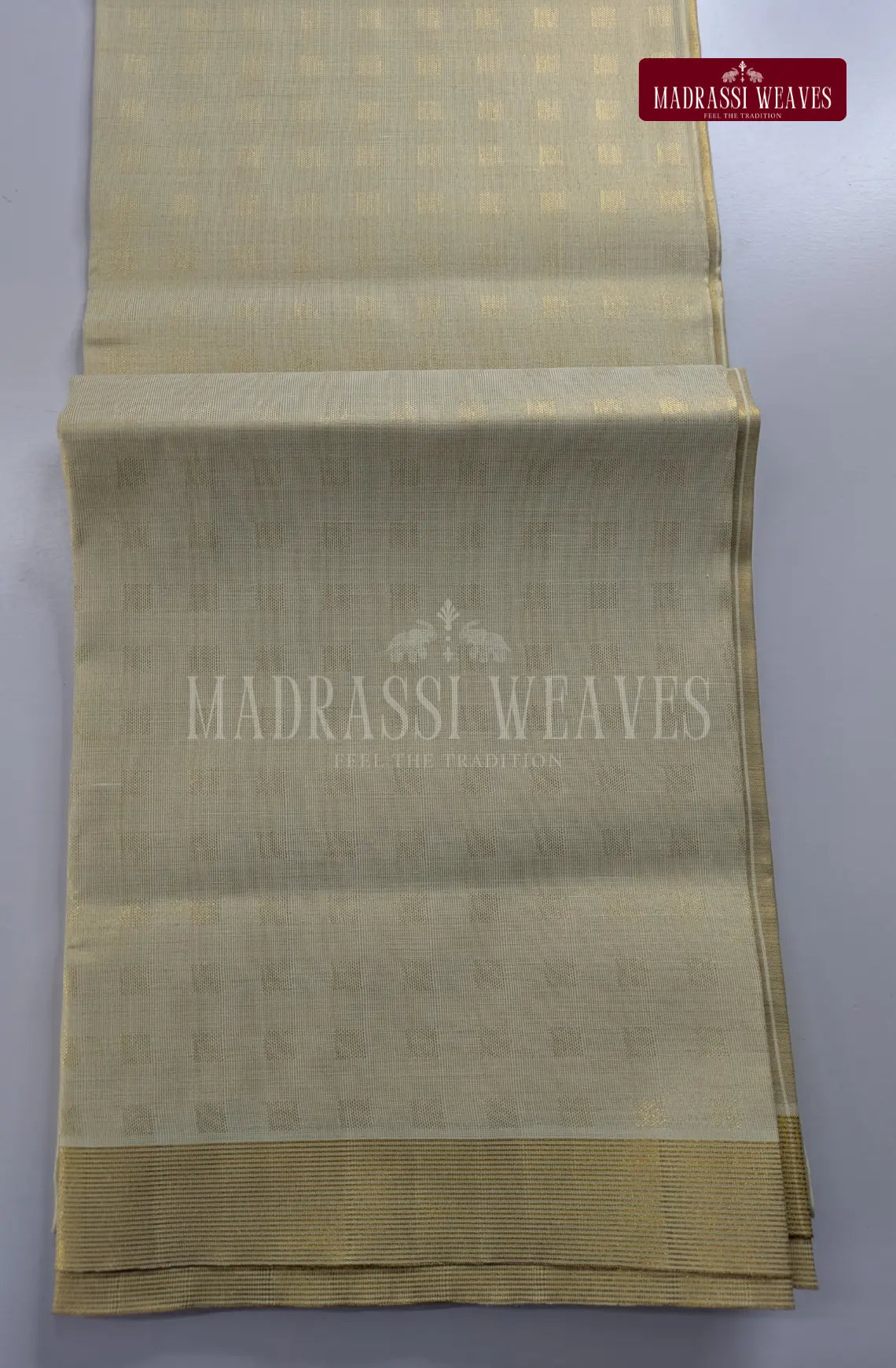 Premium Embossed Cotton Tissue Dhoti Set – Gold Tint