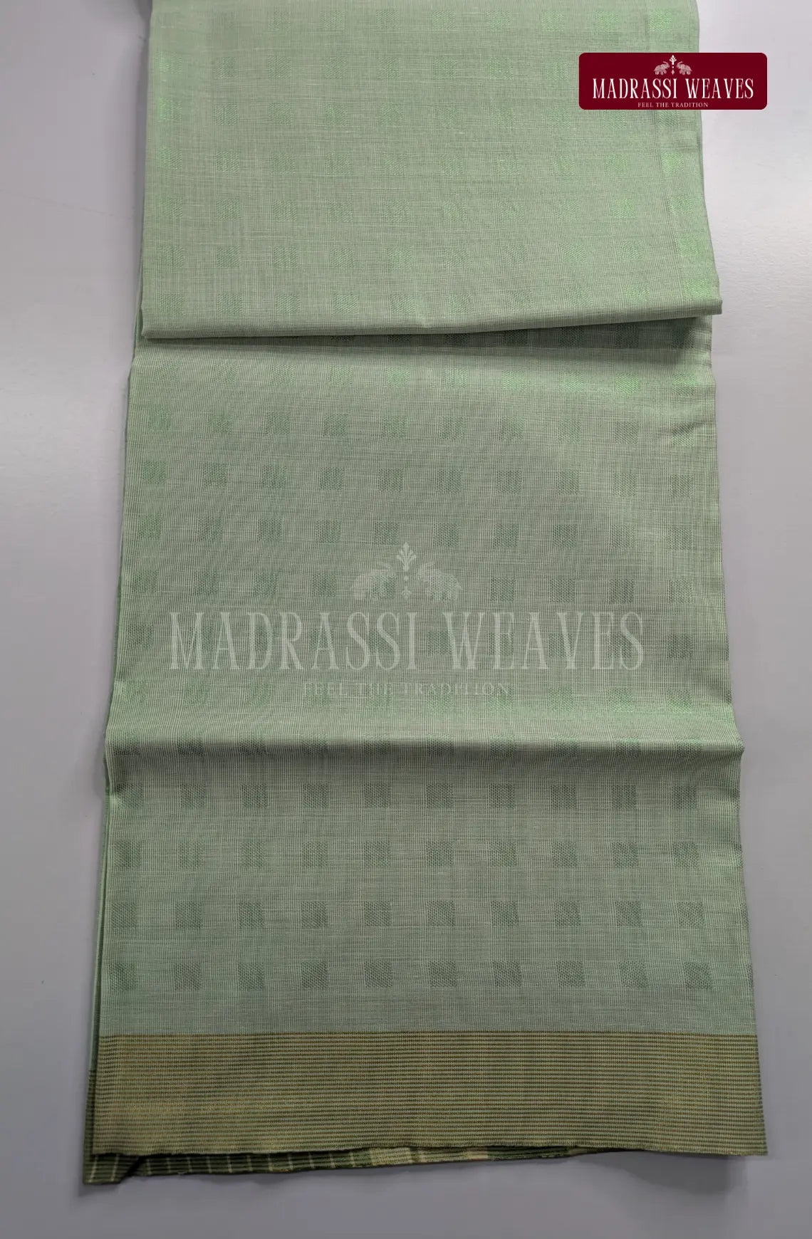 Premium Embossed Cotton Tissue Dhoti Set – Green Tint