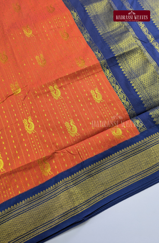 Premium Kalyani Gadwal Saree - Orange