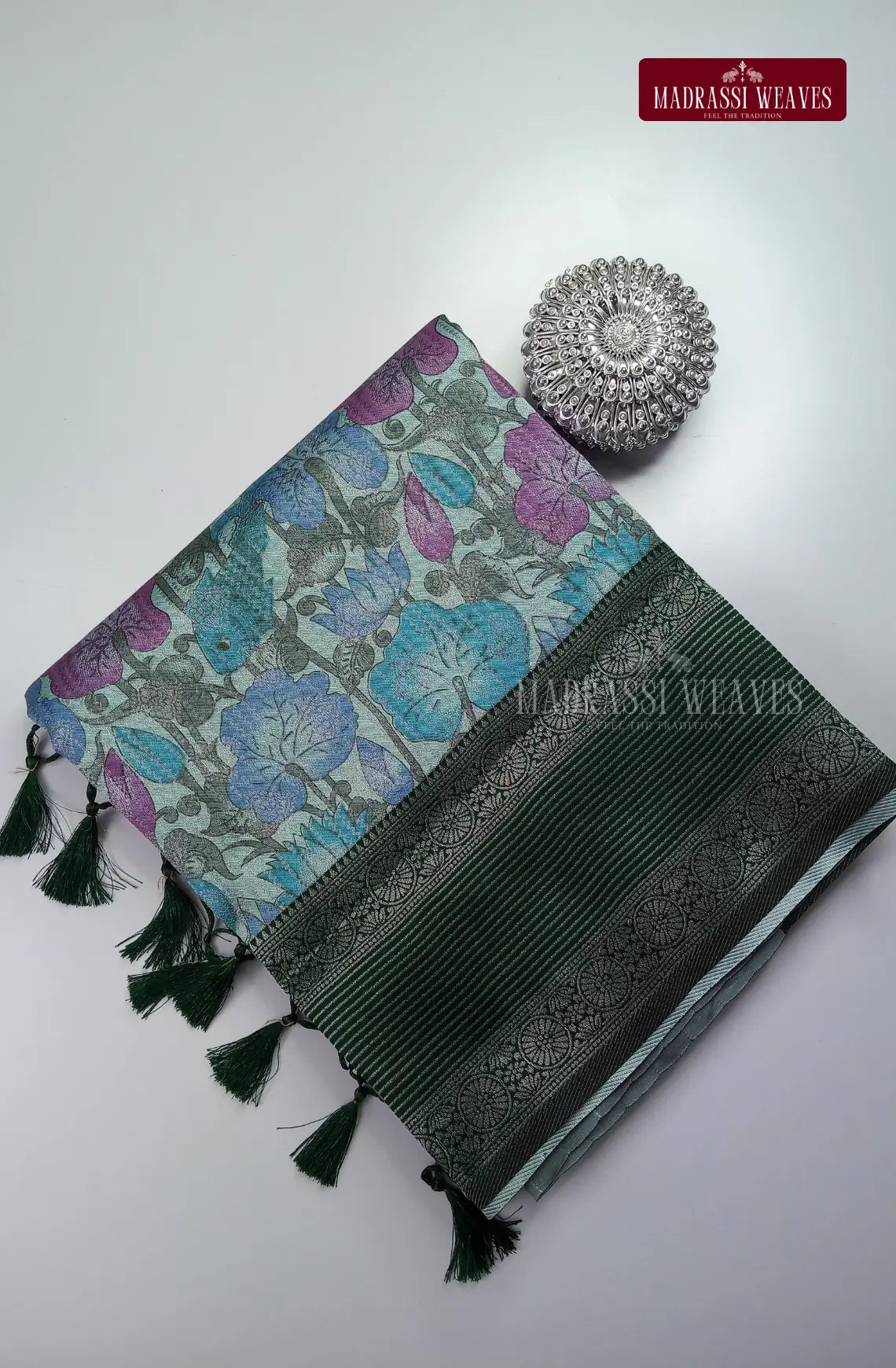 Floral Printed Soft Kathan Tussar Silk Saree