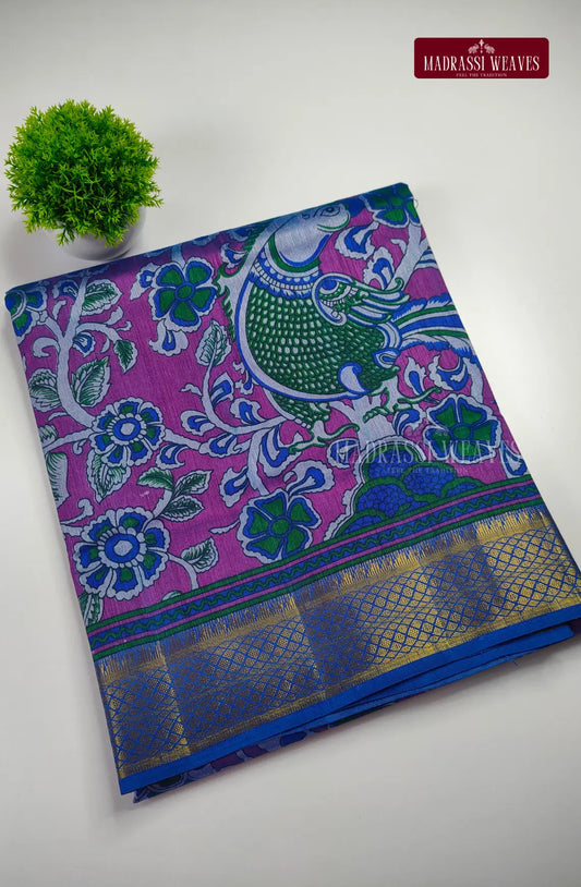 Premium Ikkat Fusion Soft Silk Saree - Violet