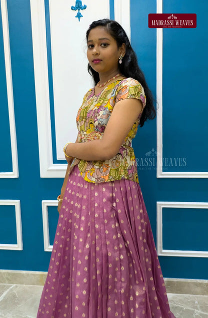 Premium Indo-western Girl's Dress - Kalamkari Twinkle Tales
